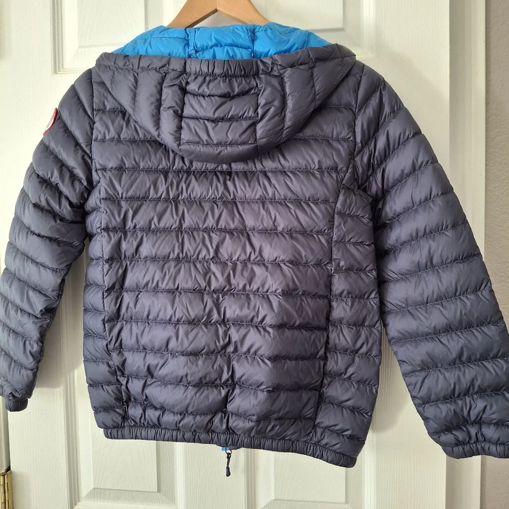 Rokka & Rolla 90% Down Puffer Jacket Kids Childs L 10-12  Lightweight Hood Navy